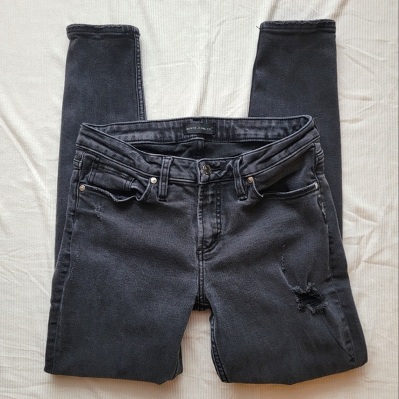 Silver Aiko Skinny Jeans Destroyed Gray Black Lace Western Glove Works 29x29 - Picture 1 of 10
